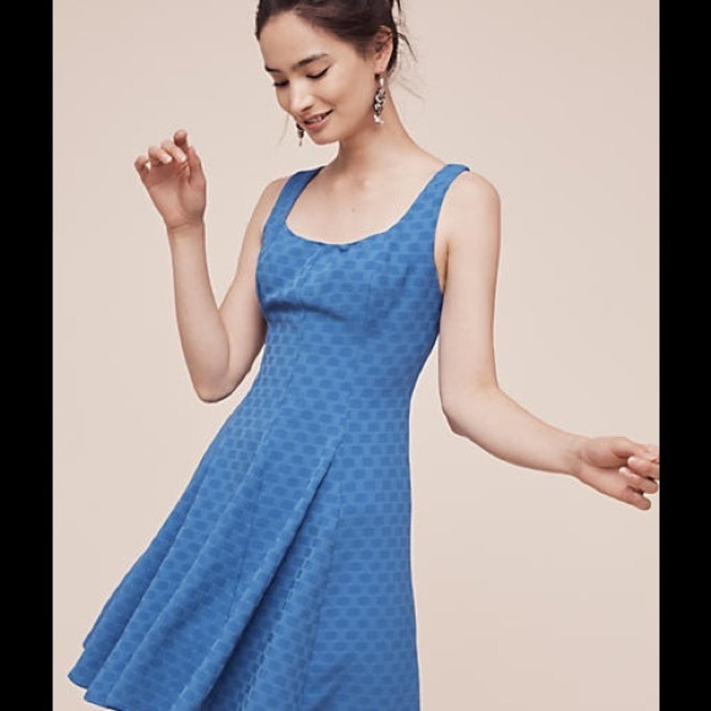 Eva Franco  Anthropologie electric Blue fit and flare Sleeveless mini Dress nwt